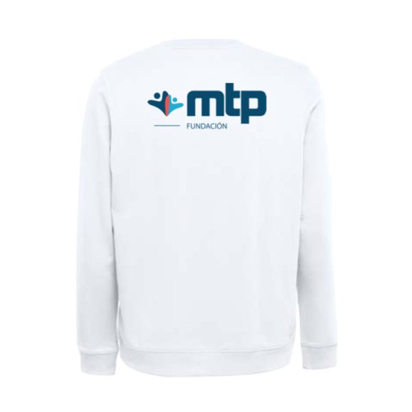 Sudadera de algodón con tres botones en color gris claro con logotipo de la Fundación MTP
